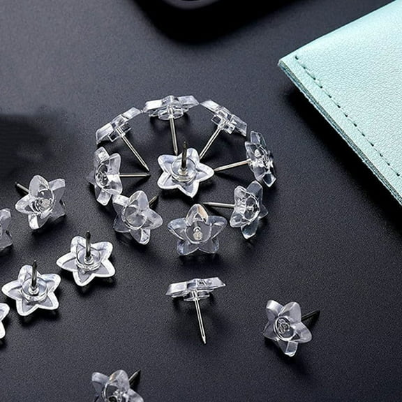 Hemoton Clear Star Shape Push Pins for Bulletin Board Decorate Home Office Use 50 Pieces Plastic Transparent