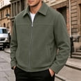 thumbnail image 4 of Men's Corduroy Jacket Lapel Collar Full Zip Up Long Sleeve Casual Coat Classic Textured Outerwear with Pockets, 4 of 9