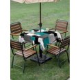 thumbnail image 4 of Outdoor Tablecloth with Umbrella Hole for Patio/Picnic/Party/Camping, Modern Turquoise Grey Waterproof Table Cloth Square Cover Washable, Abstract Geometric Color Blocks (60"x 60"), 4 of 8