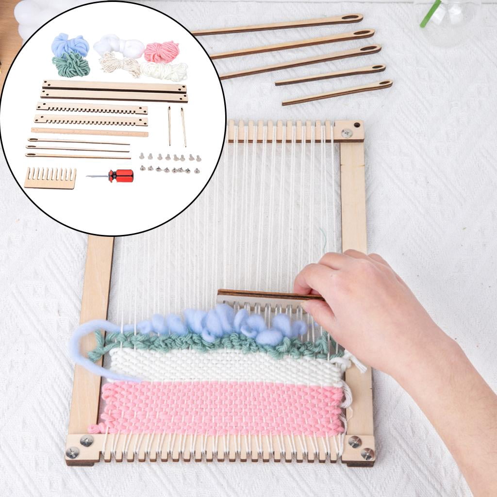 Yunhgft Wooden Weaving Loom Kit Multi-Craft with Needle Included Wool Yarn DIY Hand-Knitted Machine Tapestry Looms for Kids Adult Beginners