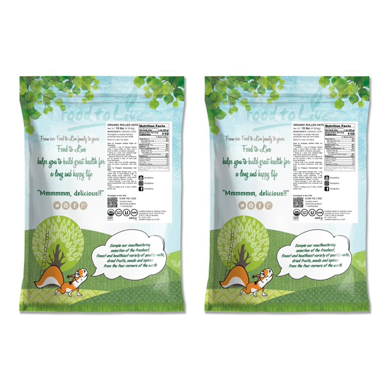 Food to Live Organic Rolled Oats, 1 Pound – Old-Fashioned, 100% Whole Grain, Non-GMO, Raw, Kosher, Bulk Oats. Perfect for Morning Oatmeal and