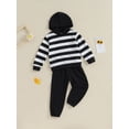 thumbnail image 4 of GXFC Little Boys Fall Tracksuit Outfits Set Clothes 1T 2T 3T 4T 5T 6T 7T 8T Kods Boys Long Sleeve Stripe Print Hoodie and Drawstring Sweatpants 2 Piece Casual Autumn Clothing for Children Boys, 4 of 9