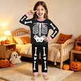thumbnail image 2 of REDARER Kids Halloween Skeleton Print 2 Piece Pajama Set Long Sleeve Soft Breathable Sleep Outfit for Trick or Treat Holiday Party Nightwear,5-6 Years, 2 of 6