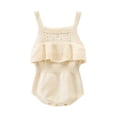 thumbnail image 1 of Seyurigaoka Infant Sleeveless Knit Bodysuit, Baby Girls Spring  Summer Hollow Ruffled Solid Color Romper, 1 of 4