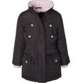 thumbnail image 4 of Girls Fleece Lined Heavy Winter Anorak Jacket Coat Faux Fur Trim Zip-Off Hood 7-8 Black, 4 of 8