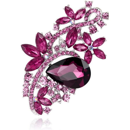 Purple crystal floral brooch