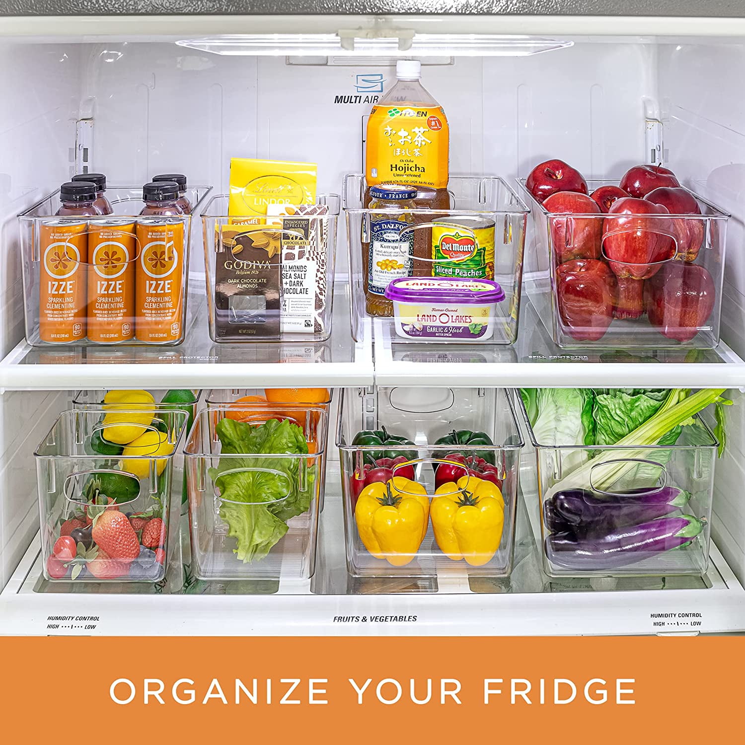 Sorbus 6-Piece Clear Storage Bin Variety Pack for Pantry, Refrigerator & Kitchen Cabinets