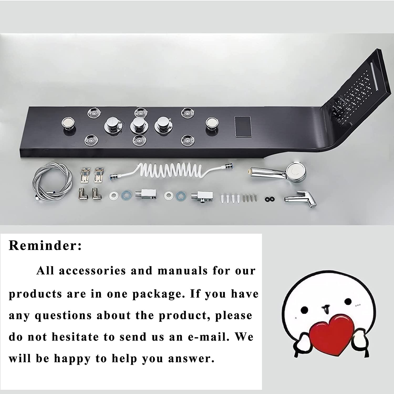 Shower Panel Tower LED Shower System with 6 Functions Unique Powerful hydromassage and Bidet Tap Shower Tower Wall Mounted Black