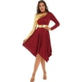 thumbnail image 5 of ZALDITA Women Praise Dance Dress Turtleneck Long Sleeve Worship Liturgical Lyrical Dancewear Burgundy L, 5 of 7