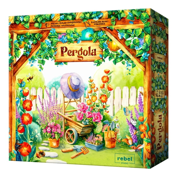 Juego de mesa Rebel Studio Pergola: juego de estrategia de jardinería estilo europeo con dibujo de acción, colocación de azulejos y colección de juegos para niños y adultos, mayores de 10 años, 1 a 4