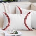 thumbnail image 2 of Baseball Sport Throw Pillow Cover 20 x 36 Inch Decorative Pillow Cover Abstract Rugby Stitching Red Lines Lumbar Pillowcase Seasonal Rectangle Cushion Case for Couch Sofa Bed Living Room, 2 of 9
