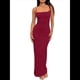 thumbnail image 1 of Vestido Ajustado con Tirantes Finos para Mujer, Informal, de Verano Vino Tinto XL, 1 of 8