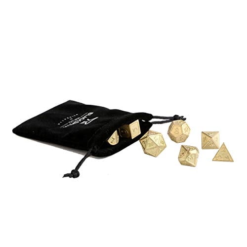 HEIMDALLR Metal DND Juego de dados 7pcs - Juego de dados de Metal Indestructible con Bolsa HEIMDALLR HEIMDALLR