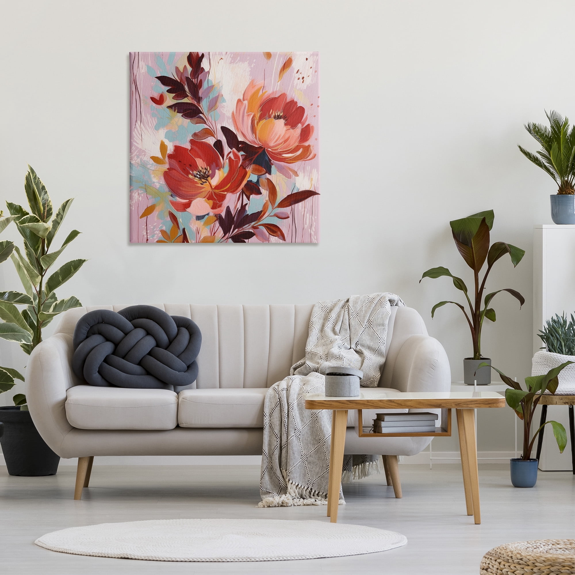 Stupell Industries Blooming Petals Pattern Botanical & Floral Painting Gallery Wrapped Canvas Art Print Wall Art, 36 x 36