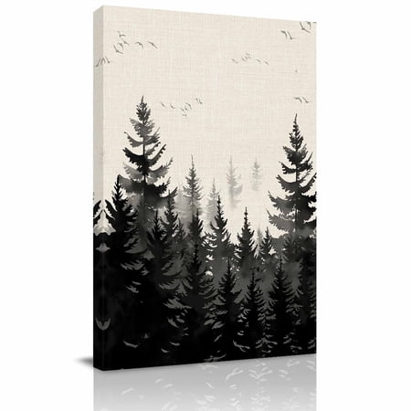 Canvas Wall Art Mist Forest Framed Canvas Prints for Kitchen Bedroom Beige Farmhouse Vintage Nature Scenery Small Gallery Wrapped Wall Decor for Home Office Gifts 8 x12 Ship Next Day