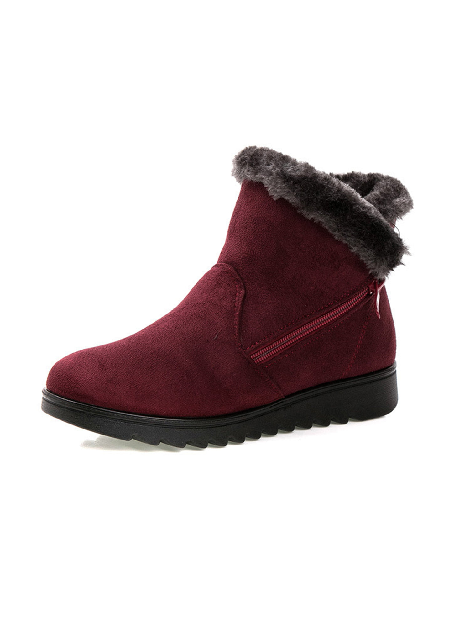 Womens Fur Winter Warm Ankle Booties Waterproof Antislip Frosty Cotton Snow Boot 