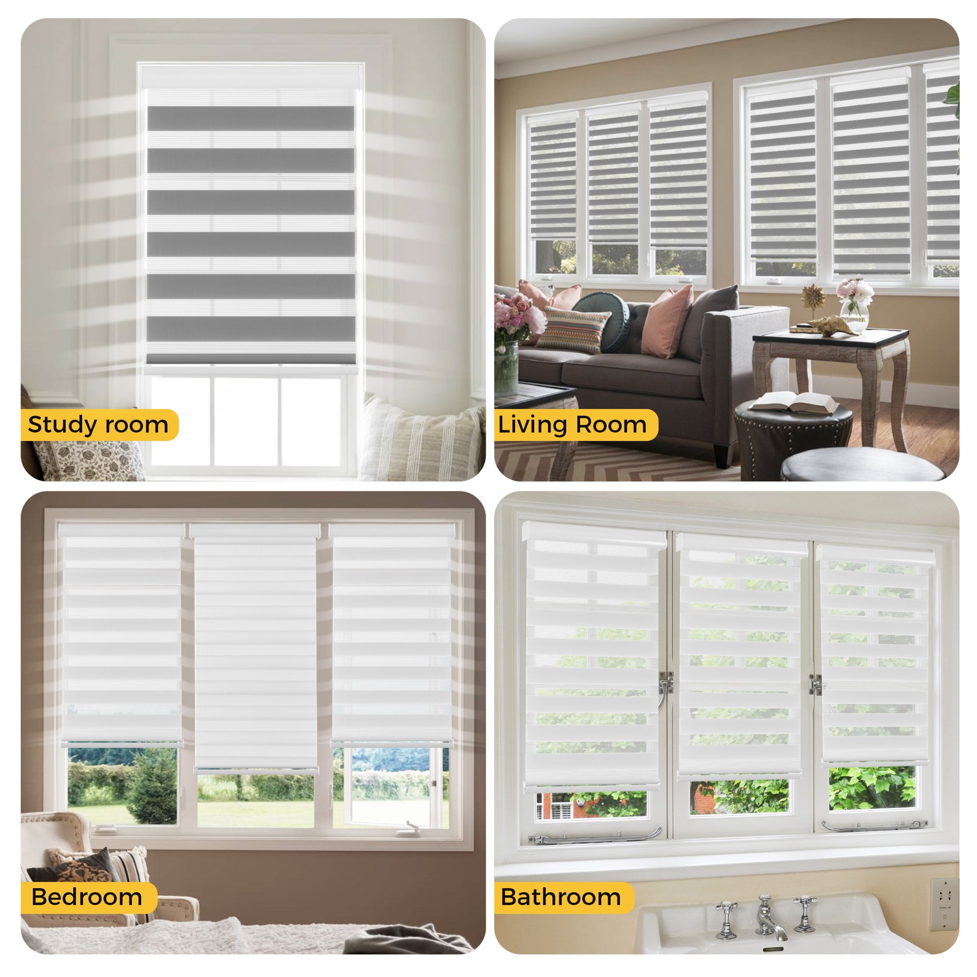 AutoEZ Light Filtering Indoor/Outdoor Bamboo Roller Roman Shades