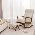 thumbnail image 4 of Costway Rocking Chair with Ottoman Upholstered Fabric Glider Rocker Solid Wood Beige, 4 of 10