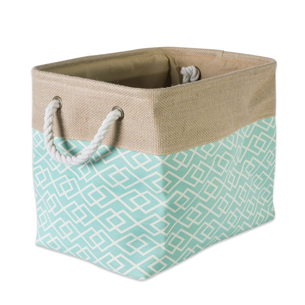 DII Collapsible Burlap Storage Basket or Bin with Durable Cotton