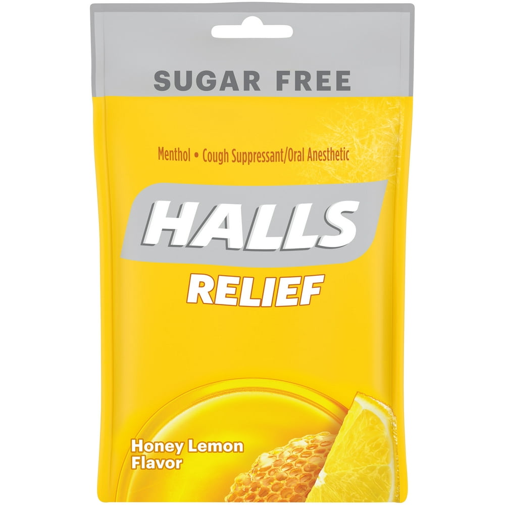 HALLS Relief Sugar Free HoneyLemon Flavor Cough Drops, 1 Bag (25 Total