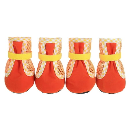 Harikaji Dog Shoes for Small Medium Dogs  Breathable Summer Dog Boots for Hot Pavement  Anti-Slip Rubber Dog Paw Protector for Hardwood Floor Orange M
