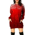 thumbnail image 1 of Robes de Fête de Noël pour Femmes Imprimé de Noël Manches Longues à Capuche avec Poche Robe Tunique Sweat-Shirt (Taille: L), 1 of 4