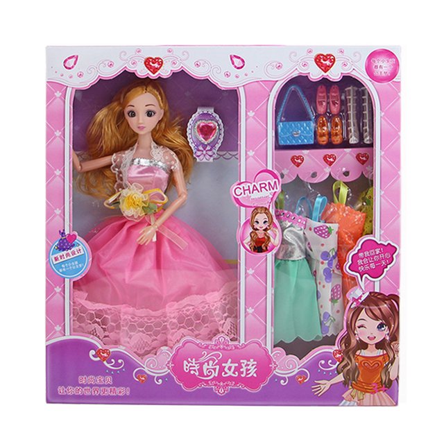 Doll Dress Up Games Doll 3D Multi-joint Children's Day Wardrobe Fashion Design Suit With Box Gift Girl Toys