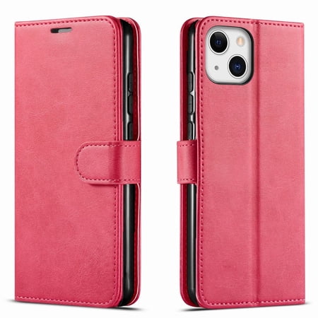 iPhone 12 Mini Case, Included [Tempered Glass Screen Protector], Starshop Premium Leather Wallet Pocket Credit Card Slots-Pink
