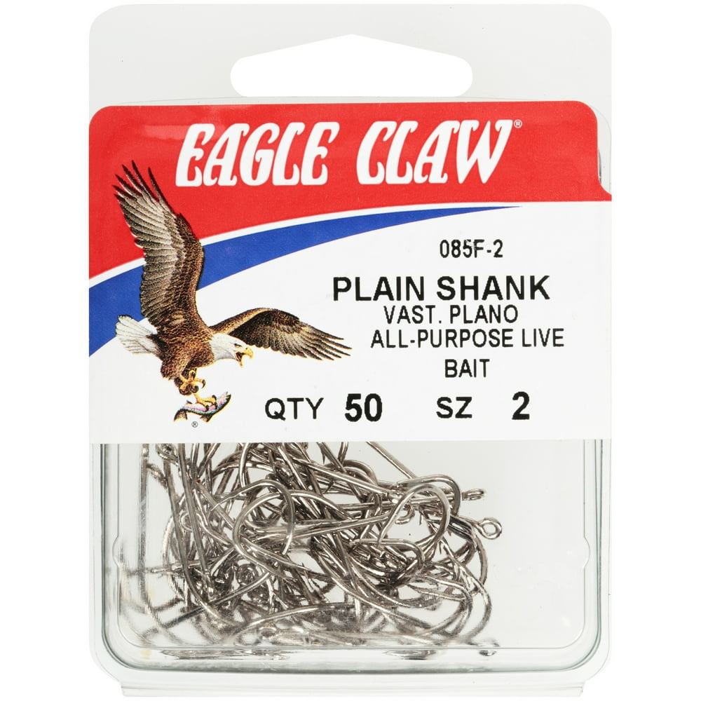 Eagle Claw 085FH-2 Plain Shank Size 2, 50 Hooks - Walmart.com - Walmart.com