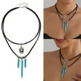thumbnail image 2 of Zeiwohndc Western Jewelry Adjustable Turquoise Bead Necklace With Metal Conical Accent, 2 of 16