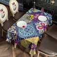 thumbnail image 5 of Multicolor Ethnic Geometric Patchwork Pattern Rectangle Tablecloth 60"x102",Waterproof Polyester Rectangle Table Cloth, Wipeable Spillproof Polyester Tablecloth for Dining, Camping, Indoor and Outdoor, 5 of 6