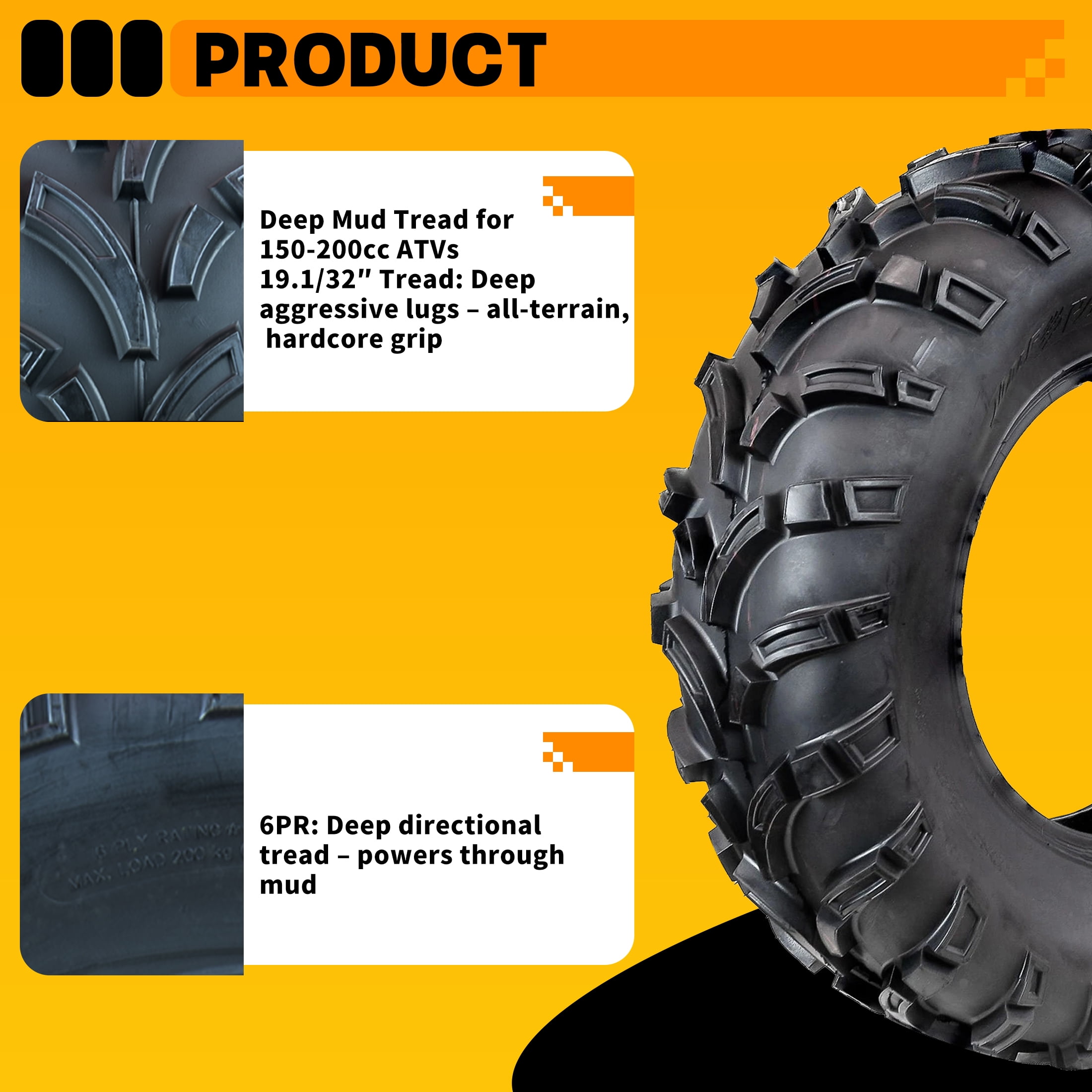 HI-RUN ATV Tire 25X10-12 6PR SU37