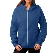 TTUHYWXI Womens Zip Up Hoodies Fleece Jackets Oversized Sweatshirts Fall Fashion Outfits Sweaters Winter Clothes (Blue, L)