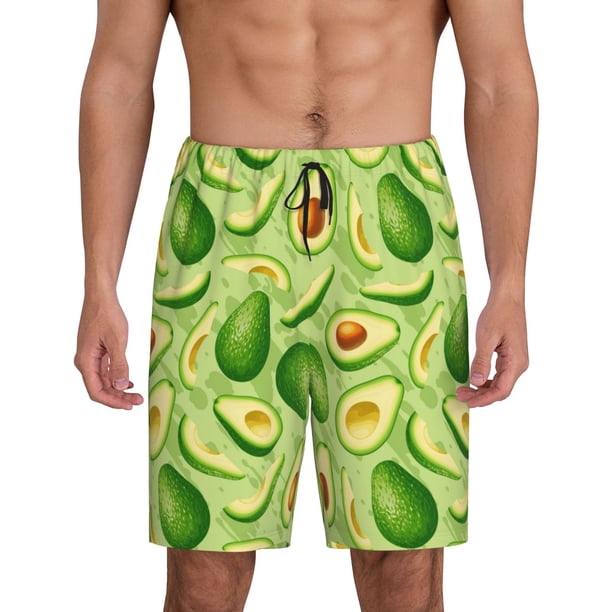 Fotbe Green Avocado Pantalones Cortos de Pijama para Hombre, Ropa de Dormir, Pantalones de Pijama Cortos para Hombre-Large