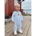 thumbnail image 4 of RUINIXCW Newborn Baby Boy Girl Halloween Outfit Baby Girls Boys Fall Clothes Blue Plaid Bubble Romper Cute Pumpkin Embroidered Long Sleeve Doll Collar Jumpsuit, 4 of 9