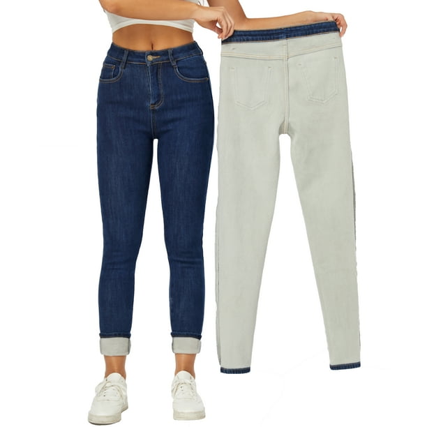 Women's Winter Fleece Lined Jeans Thermal Skinny Denim Pants Cloth Wear -