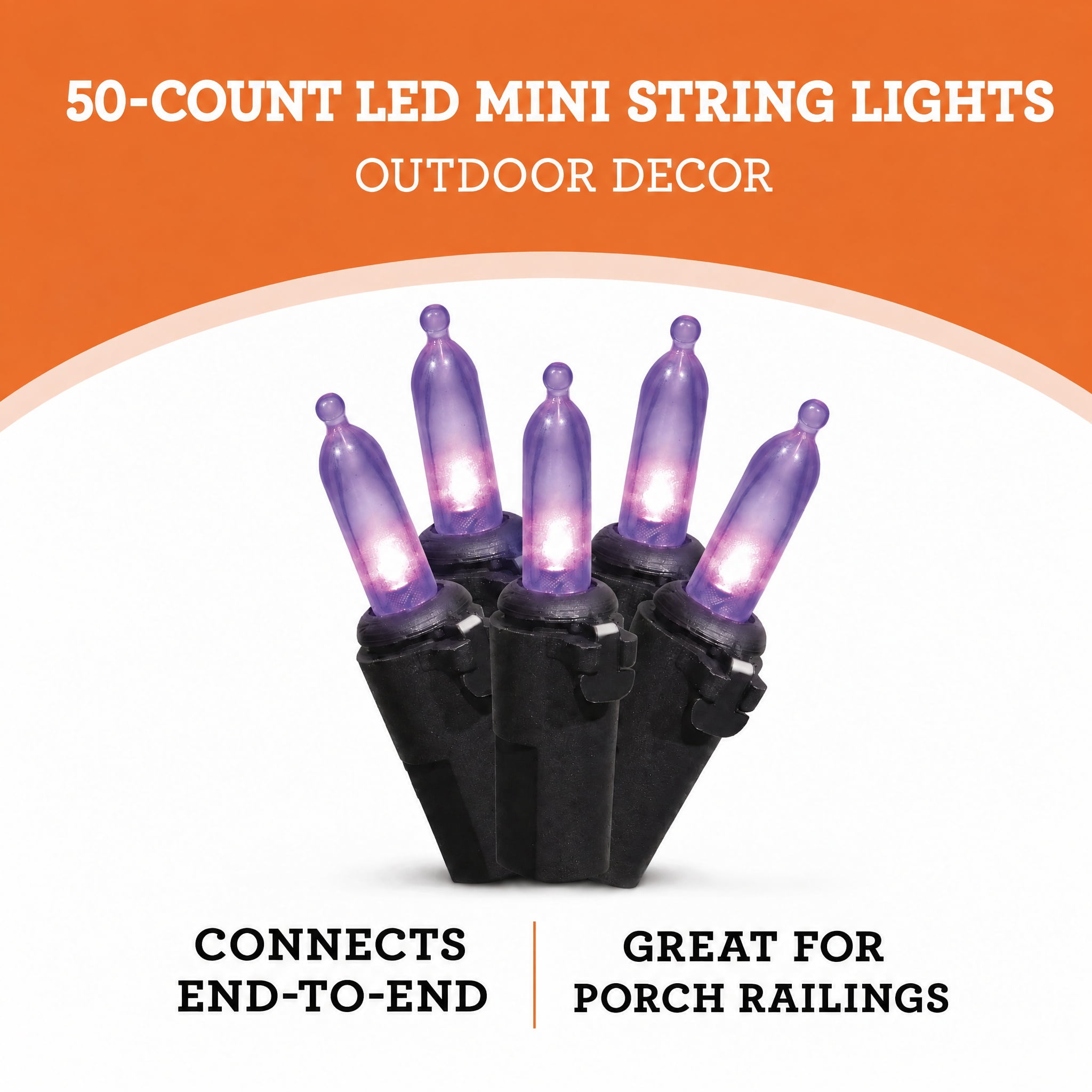 Indoor/Outdoor 50-Count LED Mini String Lights, Purple, 9.5', Halloween by Way To Celebrate
