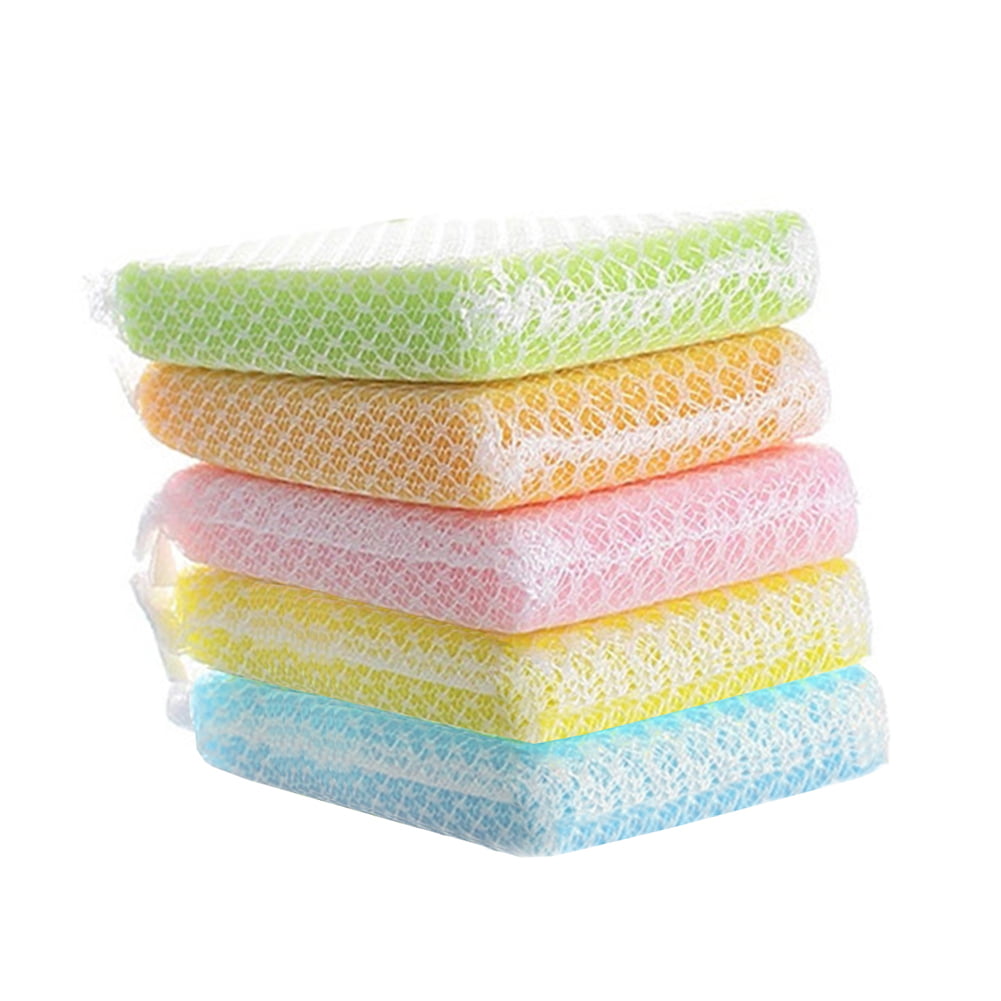 5Pcs Sponge Cleaner Kitchen Cleaning Dish Pot Bowl Wash Scouring Pad Scrubber 