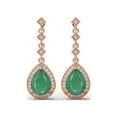 thumbnail image 2 of 6.5 Ctw Pear Emerald 925 Sterling Silver Rose Vermeil Dangle Drop Women Wedding Earrings, 2 of 4