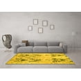 thumbnail image 3 of Ahgly Company Machine Washable Indoor Square Abstract Yellow Modern Area Rugs, 4' Square, 3 of 4