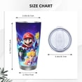 thumbnail image 4 of Lsque Mario Pattern 20oz Car Cup with Lid and Straw, Insulated Coffee Cup with Straw Topper, Spill Proof Travel Coffee Mug, Stainless Steel Tumble, 4 of 8