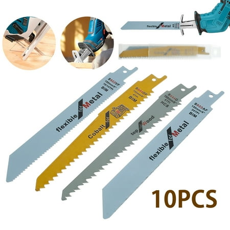 

Atopoler 10Pcs Reciprocating Saw Blade Set 150Mm Sabre Saw Blade High Speed Steel Tool Metal Wood Cutting Pruner Saw Blades Fit for and Others