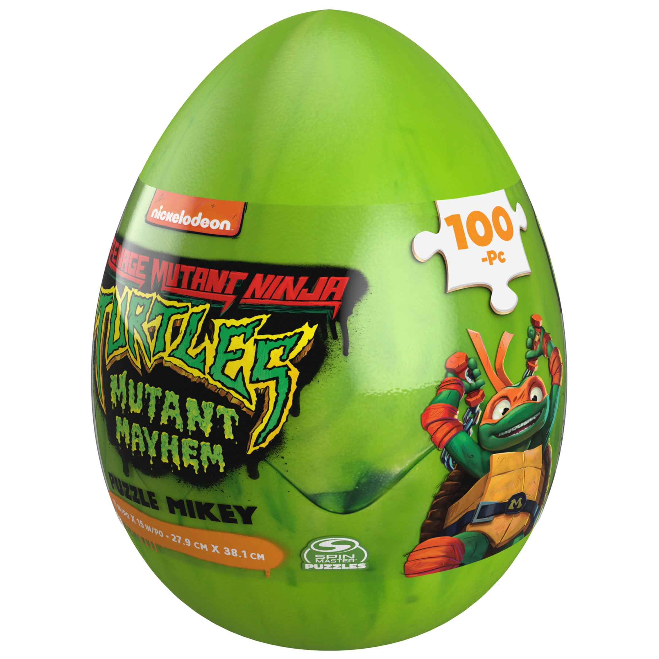 Teenage Mutant Ninja Turtles 100-Piece Mikey Puzzle in Egg Package | Michelangelo Mutant Mayhem Movie | Ninja Turtles Toys | Puzzles for Kids Ages 4-8