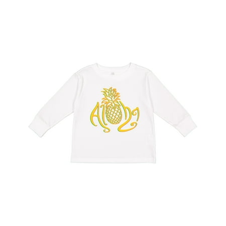 

Inktastic Aloha- with multicolor yellow pineapple Boys or Girls Long Sleeve Toddler T-Shirt