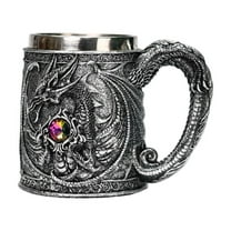 Gnmfd Medieval Dragon Beer Mug 450ml, 3D Embossed Gothic Dragon Coffee Cup with Stainless Steel Liner, Fantasy Dragon Gift for Halloween Party Home Bar Display