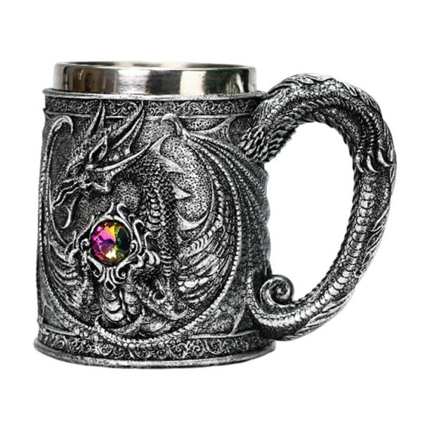 Taza de café con dragón alado medieval, taza de dragón en relieve, taza de cerámica de mitología occidental, regalo para amantes de la cerveza, taza de café con dragón coleccionable, diseño