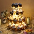Vdomus Acrylic 4 Tier Cupcake Stand with LED Lights Cupcake Tower and
