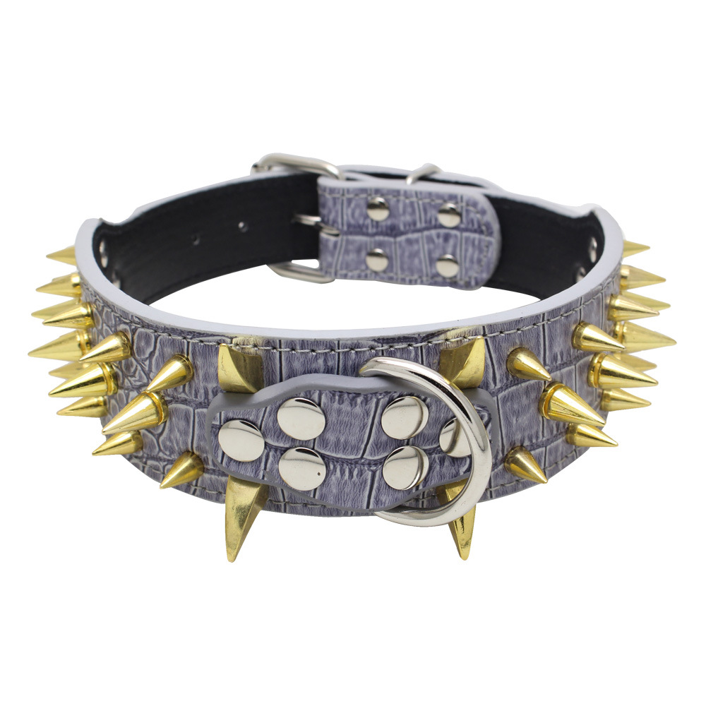 Spiked Studded PU Leather Pet Dog Collar Neck Protection Random Colour