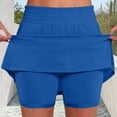 thumbnail image 2 of Olyvenn Women's High Waisted Tennis Skirt Skort Solid Color Built-in Shorts Athletic Golf Blue XXL, 2 of 6