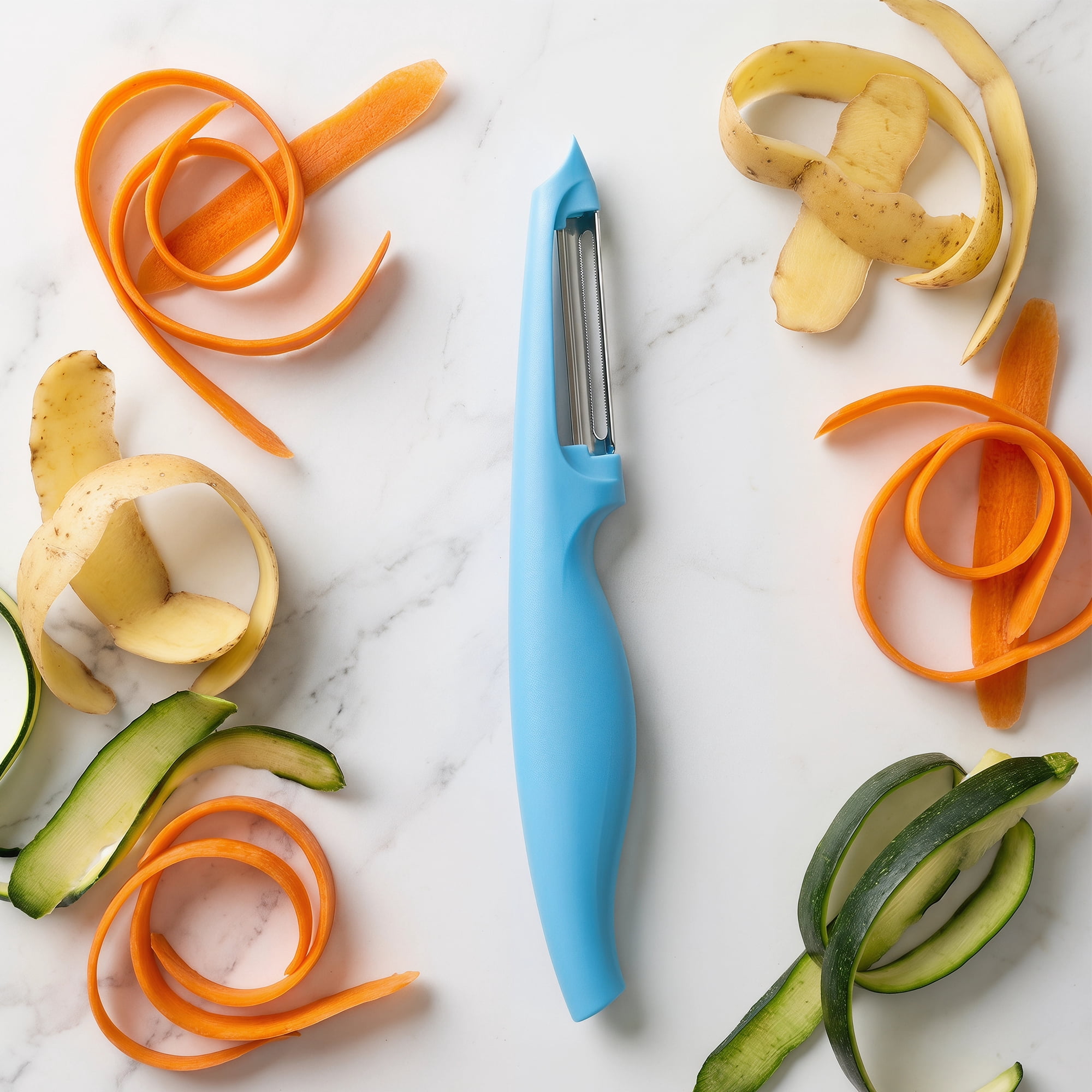 Unique Bargains Plastic Vegetable Peeler with Ergonomic Handle for Peeling Blue 7.3x1 inch